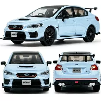 PAUDI MODEL Mini Car Subaru WRX STI S208 Right Peptide Model Car Blue 1/64