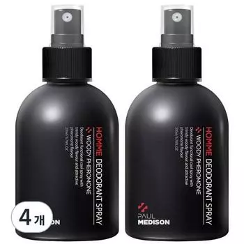 Paul Madison Homme Deodorant Spray Woody Pheromone Fragrance, 200ml, 4 pcs.