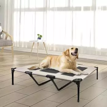 PawHut приподнятая кровать для кошек и собак переносная дышащая сетчатая кровать для домашних животных и ткань Оксфорд на открытом воздухе и в помещении стальная рама Jardin Terraza S светло-серый