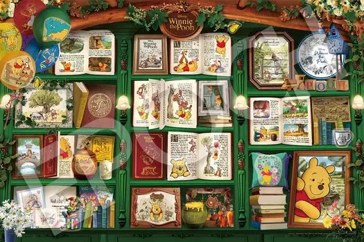 Пазл Epoch 1000 элементов Disney the Pooh the Decoration x с клеем и шпателем с наклейкой для декора EPOCH Bookshelf/Winnie