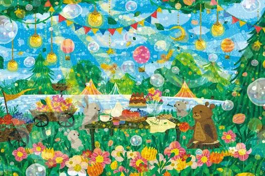 Пазл EPOCH из 1000 деталей Muumegu Wonderful Picnic x с лопаточкой, в комплект входит билет на подсчет очков EPOCH Иллюстрация/Искусство (50 75см) 12-526s Клей, в комплекте,