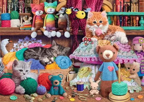 Пазл из 1000 элементов Вязаный котенок Ravensburger 17270 2 Красочный