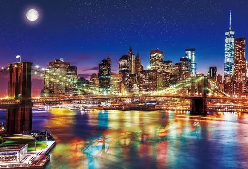 Пазл из 300 деталей Бруклинский мост Ночной вид США - (26x38см)
