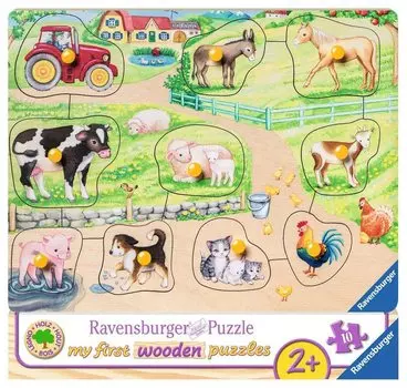 Пазл Ravensburger 03689 9 Мой первый деревянный пазл Ранчо 10 деталей