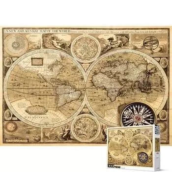 Пазл Sun&Tree World Old Map HP1019, 1000 деталей, разные цвета