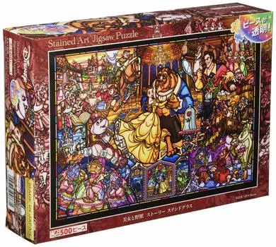 Пазл Tenyo из 500 деталей с витражным рисунком Gyutto Series Disney Beauty and the Beast Story x В комплект входит сервисная карта [Сделано в Японии] (25 36см)