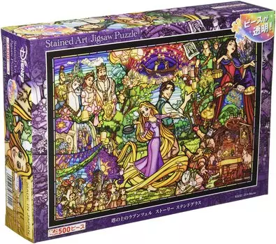 Пазл Tenyo из 500 деталей Stained Art Gyutto Series с изображением Рапунцель из Диснея x В комплект входит сервисная карта [Сделано в Японии] (25 36см) ДСГ-500-622