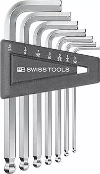 PB SWISS TOOLS Hex Allen Wrench Set PB 212Z.H CN | 100% Swiss Made | 7-Piece Set with Ball Point Sized 3/32, 1/8, 5/32, 3/16, 7/32, 1/4, 5/16