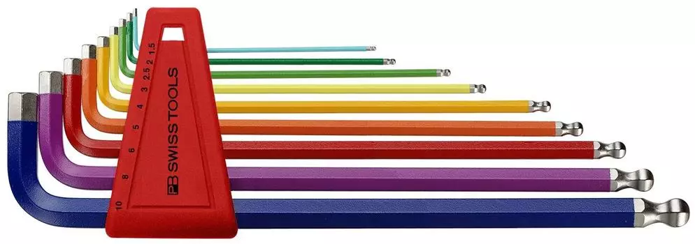 PB SWISS TOOLS PB 212LH-10 RB набор шестигранных шаровидных ключей длинная радуга