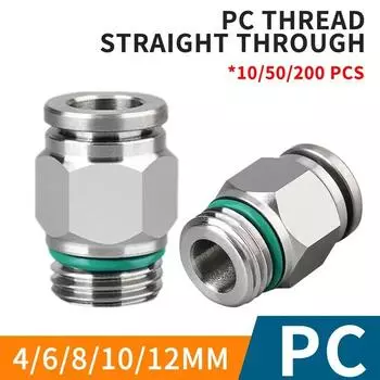 PC pneumatic quick connector 304 stainless steel G thread M5 M6 1/8 1/4 3/8 1/2 BSP external thread pipe water gas connector 10 PCS