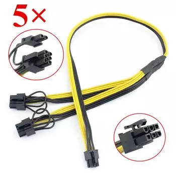 PCI-E PCI express 6-контактный адаптер питания с двумя портами 8-контактный 6+2-контактный, кабель-разветвитель 18AWG 50см+20см для майнинга