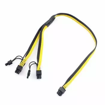 PCI-E PCI Express 6Pin на двойной 2-портовый 8Pin 6+2Pin адаптер кабель питания для видеокарты GPU модуль провод 18AWG 50см+20см разветвитель майнер