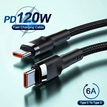 PD 120 Вт супер зарядка для SamsungS24 S23 USB C на USB Type C кабель для iPhone 15 Plus Pro Max Xiaomi 11 4.0Quick быстрое зарядное устройство 0.25m