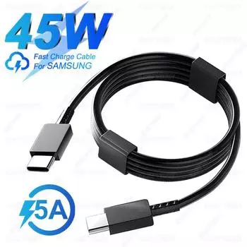 PD 45W USB C кабель для Samsung S24 S23 S22 S21 Ultra Plus Note10 A53 A54 5G 5A кабель быстрой зарядки типа C телефон зарядка дата провод 0.25m