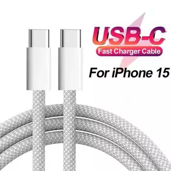 PD 60W кабель для быстрой зарядки USB C на USB Type C кабель для iPhone 16 Pro Max 15 Pro 15 Puls для iPhone 15 зарядный кабель для передачи данных 1 PCS фиолетовый