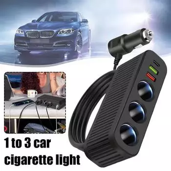 PD QC3.0 Двойной USB-разъем 120 Вт, автомобильный прикуриватель, разветвитель 12 В 24 В, адаптер питания для телефона, автомобильный видеорегистратор, видеорегистратор K3J1 чёрный