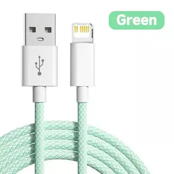 PD USB Lightning зарядный кабель 20 Вт для Apple iPhone 14 13 12 11Pro Max mini X XS XR 8 7 6 Plus SE 2020, тканый провод для быстрой зарядки 1m зелёный