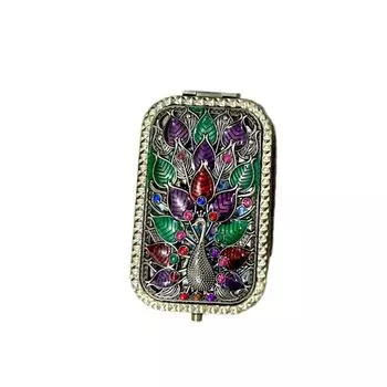 Peacock Open Screen Double Sided Makeup Mirrors Rectangular Foldable Cosmetic Mirror 5