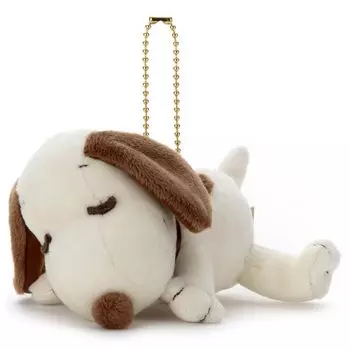 Peanuts Cacao Suyasuya Friend Ball Chain Mascot SnoopyWhite & MilkPlush Toy Width12cm