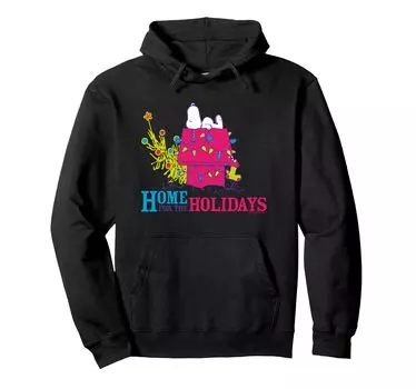 Peanuts Christmas Snoopy Pink Doghouse Праздничная толстовка с капюшоном чёрный