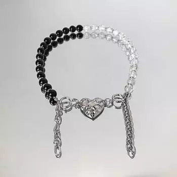 Pearl Love Chain Tassel Splicing Necklace for Women New Trendy Hip-Hop Disco Chain Accessories for Women