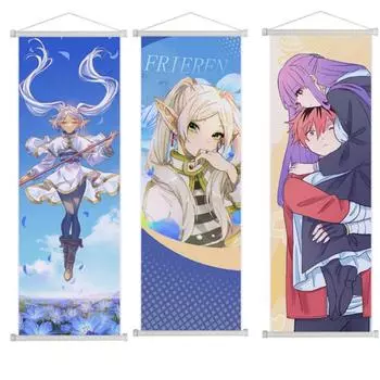 Печать Frieren At The Funeral Hanging Scrolls Аниме Холст Настенная Живопись Мультфильм Плакат для Домашнего Декора Картина 25*75cm