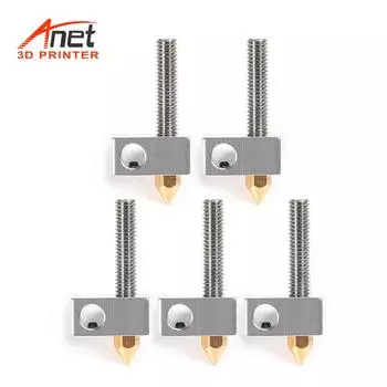 Печатающая головка экструдера с латунным соплом Anet 0,4 мм + блок нагревателя Hotend + трубки горла 1,75 мм 6Pcs