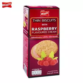 Печенье Bissin тонкое с кремом со вкусом малины 170 гx 1 шт / 3 шт / 6 шт - Thai Snacks 170 g