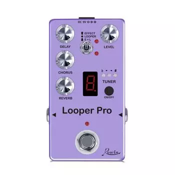 Педаль эффектов для гитары Rowin Looper Pro Mini Looper Tuner Chorus Delay Ocean Verb для электрогитары и баса True Bypass