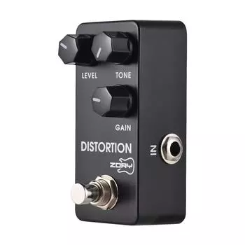 Педаль эффектов искажения гитары ZORY LEVEL/TONE/GAIN DC 9V 6.35mm Входной/выходной интерфейс алюминий чёрный