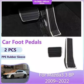 Педаль для автомобиля Mazda3 3 BP 2009~2024 из нержавеющей стали, акселератор, нескользящий топливный тормоз, без сверления, литой чехол, накладка, аксессуары