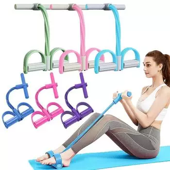 Pedal Puller Slim Waist Pulling Rope Sports Resistance Rope Fitness and Fitness Pedal Resistance Belt 4 tubes grey-Green