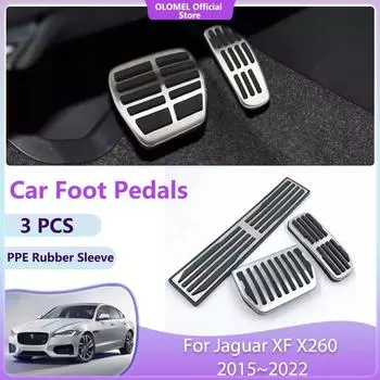 Педали для автомобиля Jaguar XF X260 2015~2024 Накладки из нержавеющей стали для топливного тормоза Нескользящие крышки из сплава без сверления Детали Аксессуары