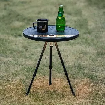 Pedoleco Camping Round Height Diameter 40m Round Aluminum Alloy Easy to Convenient to Compact For Outdoor Use Table, 35.5-55cm Adjustable, Table, чёрный