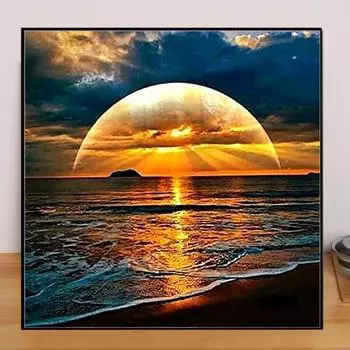 Пейзаж DIY 5D алмазная живопись морской восход Алмазная вышивка полный набор аниме наборы для вышивки крестом домашний декор подарок ручной работы Round 25x25cm
