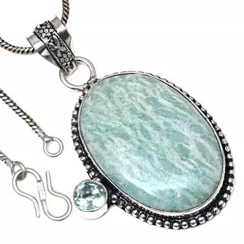 Pendant Amazonite Swiss Blue Gemstone Valentine Day Gifted Silver Jewelry 2