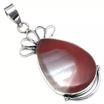 Pendant Banded Agate Gemstone Gift For Her Silver Jewelry 2.25