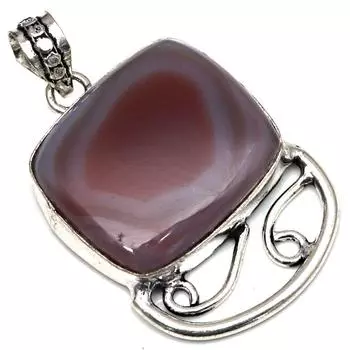 Pendant Banded Agate Gemstone Gift For Her Silver Jewelry 1.75