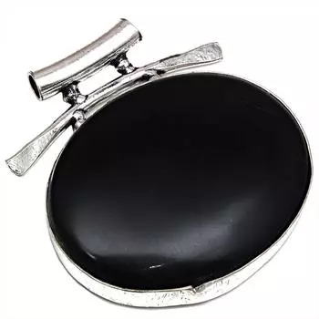 Pendant Black Obsedian Gemstone Gift For Her Silver Jewelry 1.75