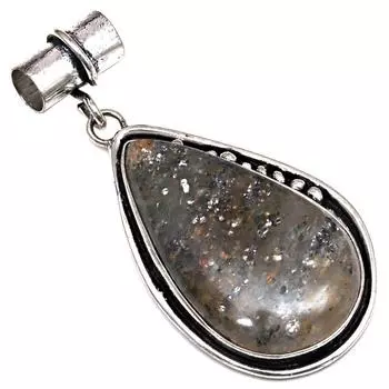 Pendant Black Rutile Gemstone Gift For Her Silver Jewelry 2.25