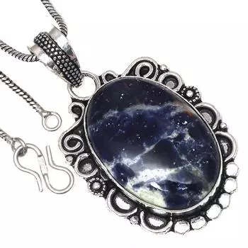Pendant Blue Sodalite Gemstone Valentine Day Gift Silver Jewelry 2