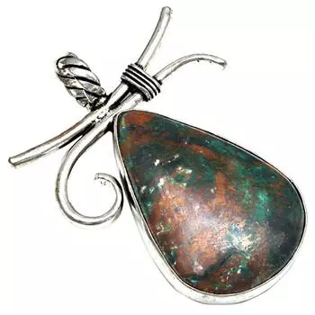 Pendant Chrysocolla Gemstone Gift For Her Silver Jewelry 2.5
