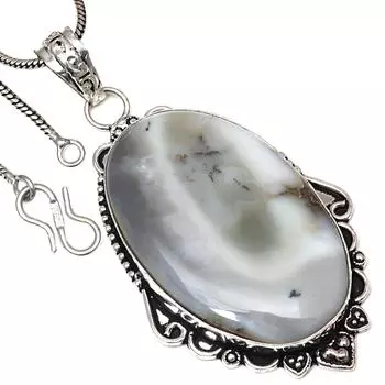 Pendant Dendritic Opal Gemstone Handmade Gift For Her Silver Jewelry 2.75