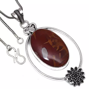 Pendant Designer Jasper Gemstone Handmade Gift For Her Silver Jewelry 3
