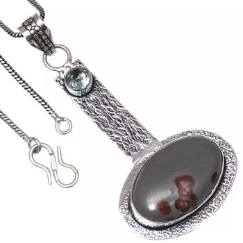 Pendant Designer Jasper Gemstone Valentine Day Ethnic Silver Jewelry 1.75