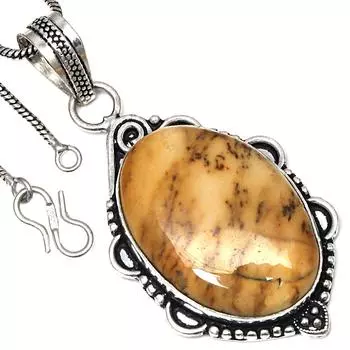 Pendant Designer Jasper Gemstone Valentine Day Gift Silver Jewelry 2.25