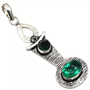Pendant Emerald Quartz Gemstone Gift For Her Silver Jewelry 2.75