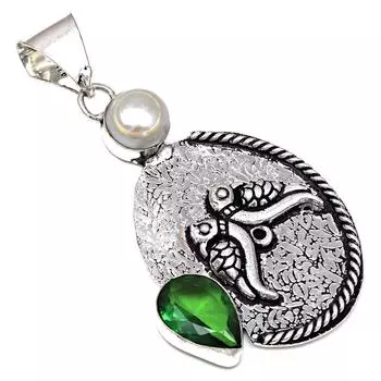 Pendant Emerald Quartz Gemstone Handmade Gift For Her Silver Jewelry 2.5