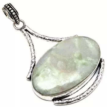 Pendant Green Septarian Gemstone Gift For Her Silver Jewelry 2.5