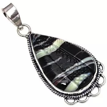 Pendant Grey Botswana Agate Gemstone Gift For Her Silver Jewelry 2.25